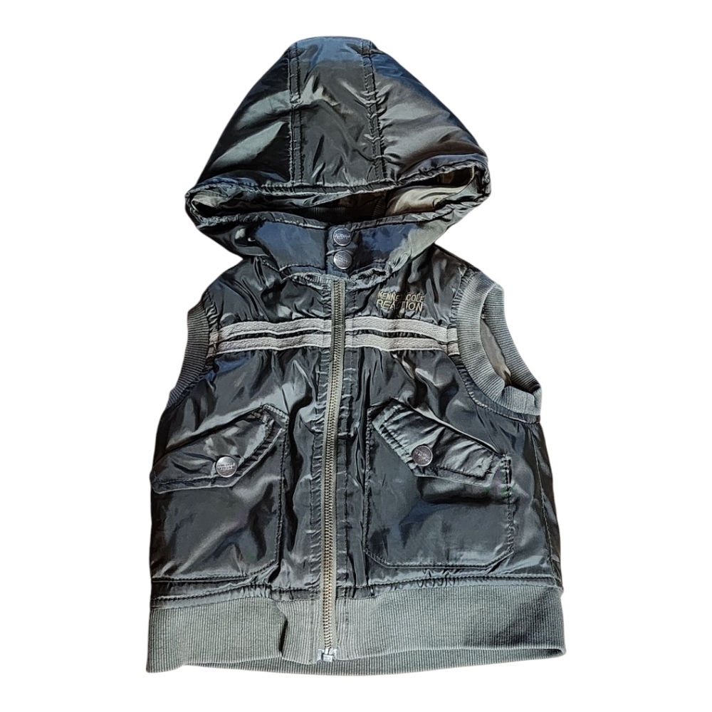 Kenneth Cole Reaction Toddler Puffer Vest 12M Black Hooded Zip Jacket